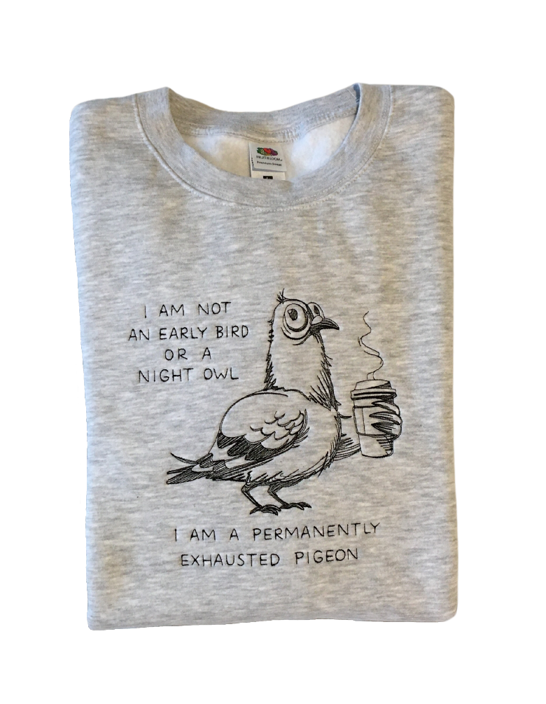men exhausted pigeon grey sweatshirt front closeup