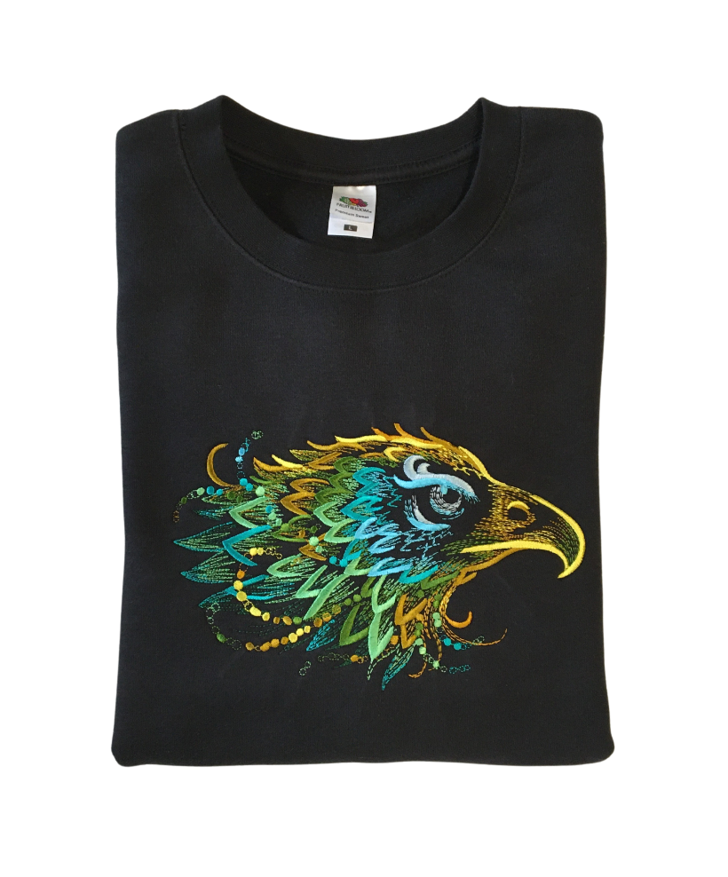 men fierce eagle black sweatshirt front closeup