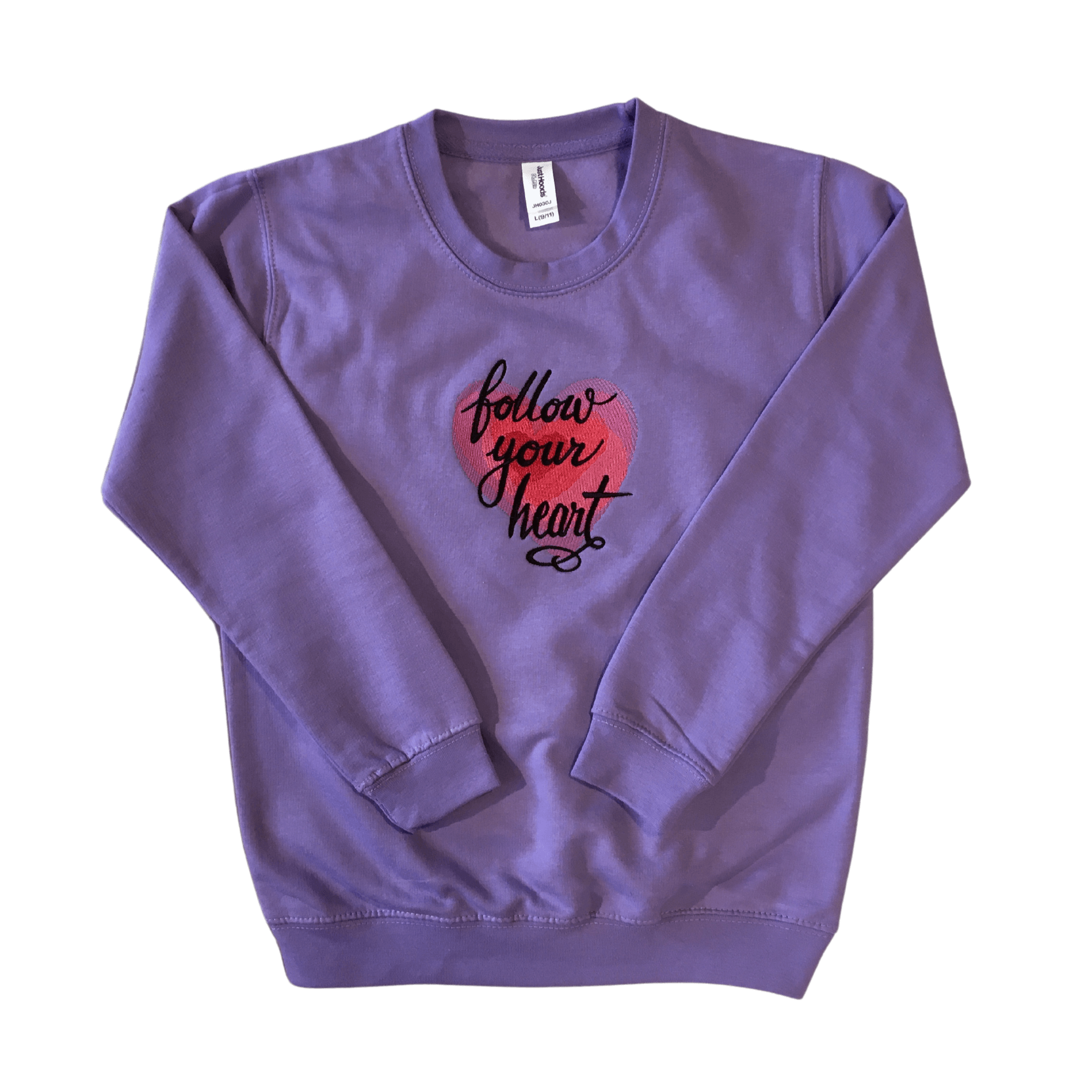 kids follow your heart lavender sweatshirt front ful