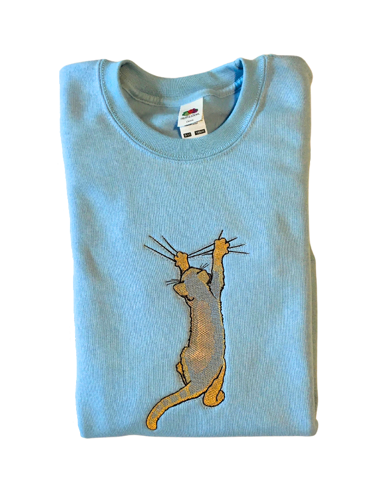 kids hanging kitty sky blue front closeup