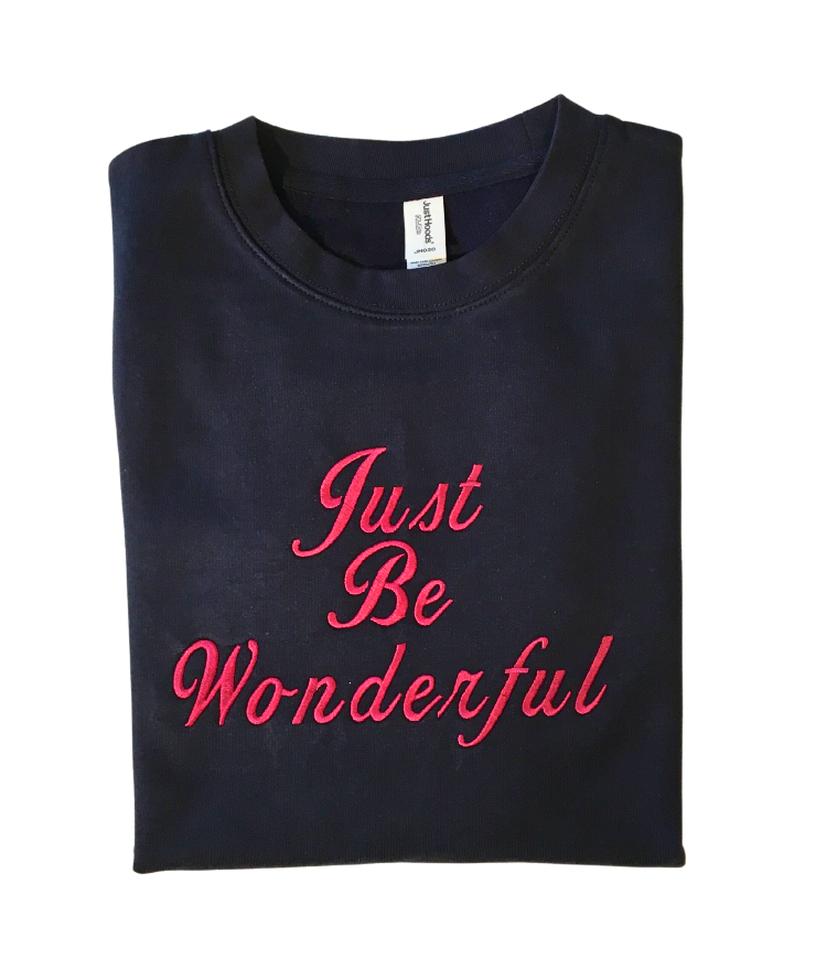 women just be wonderful new french navy sweatshirt front closeup