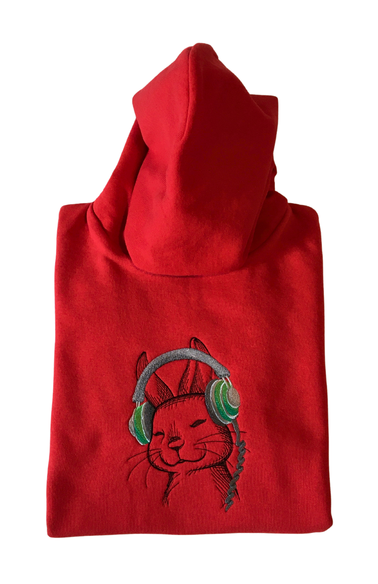kids party bunny red hoodie front closeup
