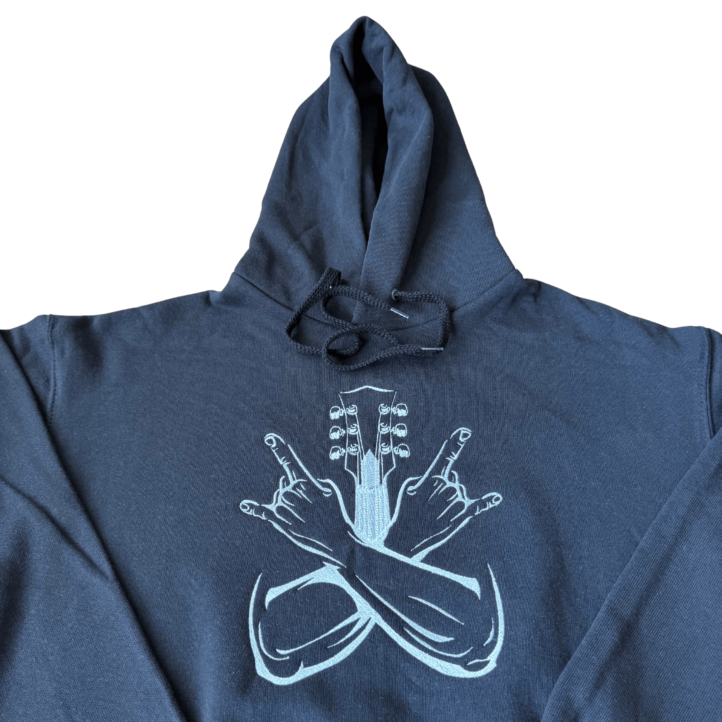 men rockstar guitar black hoodie front middle