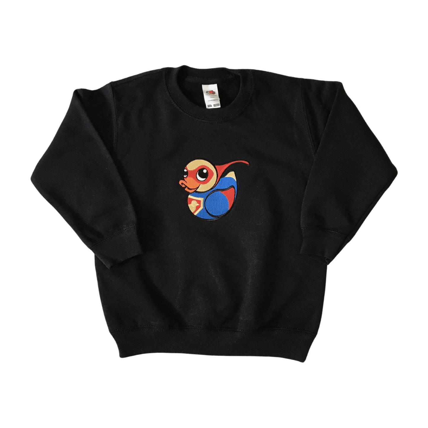 kids super duck black sweatshirt front ful