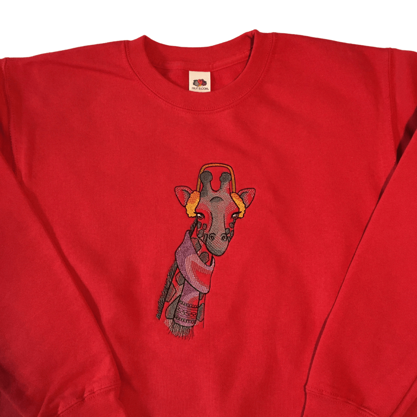 kids winter giraffe red sweatshirt front middle