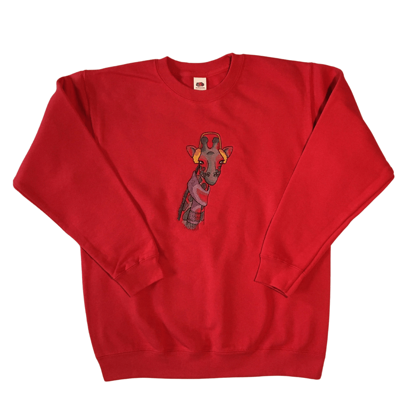 kids winter giraffe red sweatshirt front ful