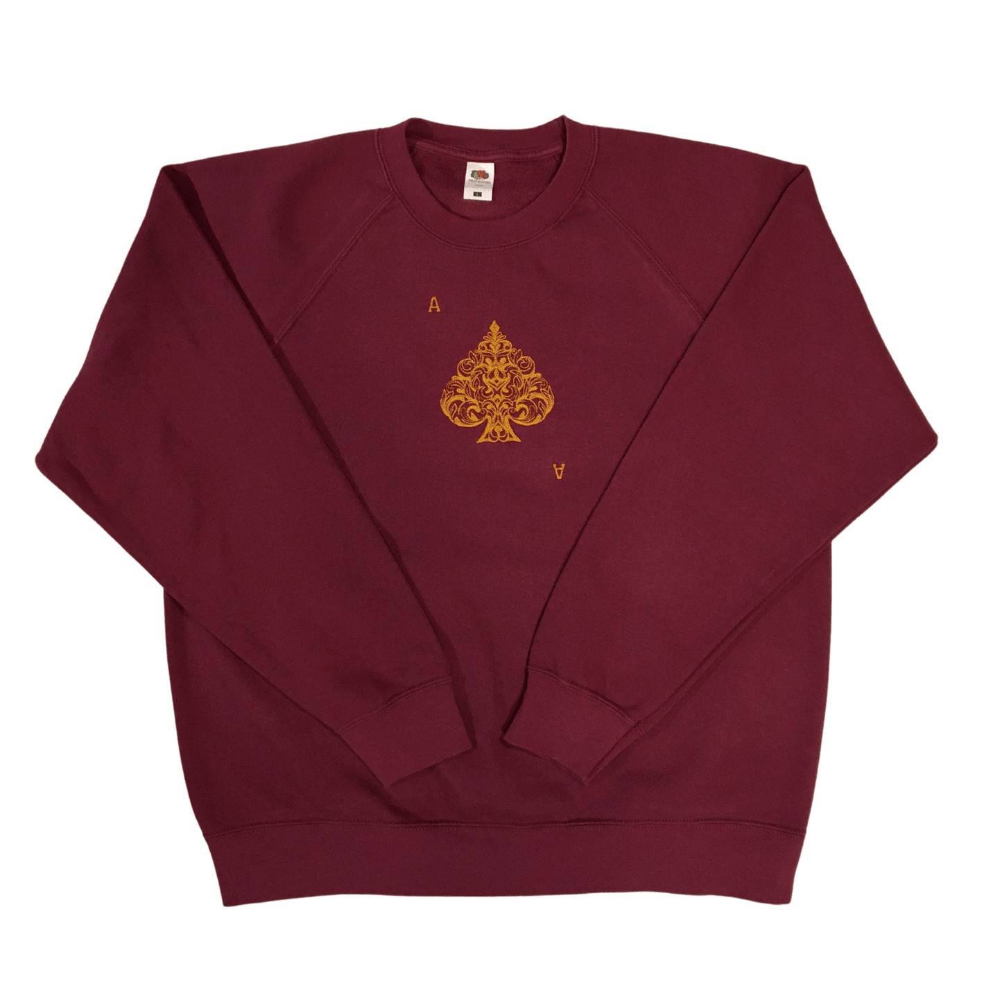 men ace of spades burgundy sweatshirt front ful