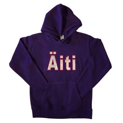 women äiti applique purple hoodie front ful