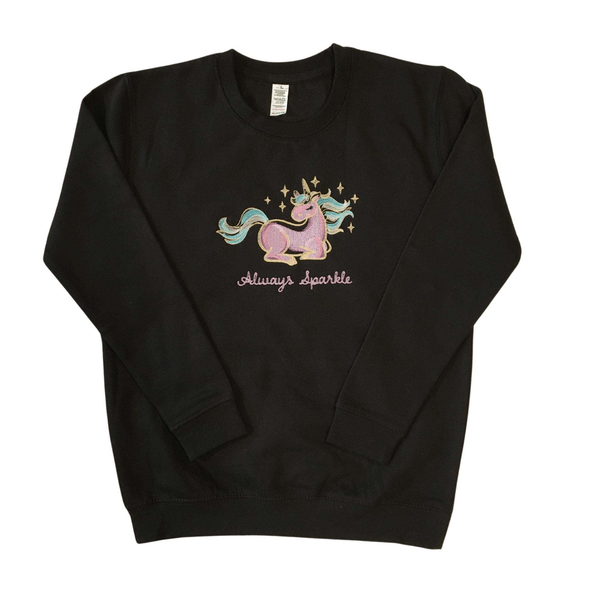 kids always sparkle black sweatshirt front ful