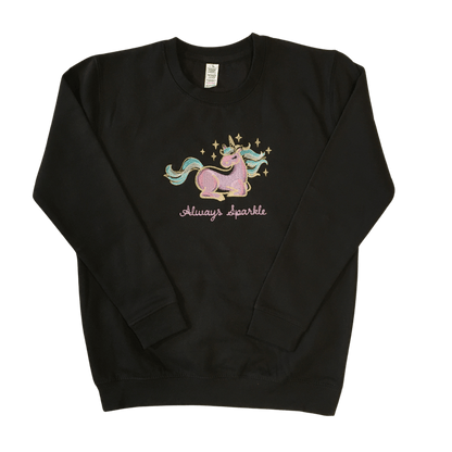 kids always sparkle black sweatshirt front ful