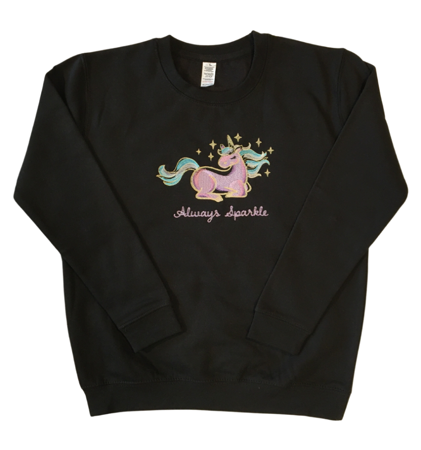 kids always sparkle black sweatshirt front full