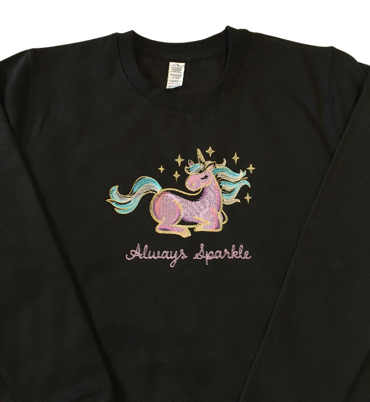 kids always sparkle black sweatshirt front middle