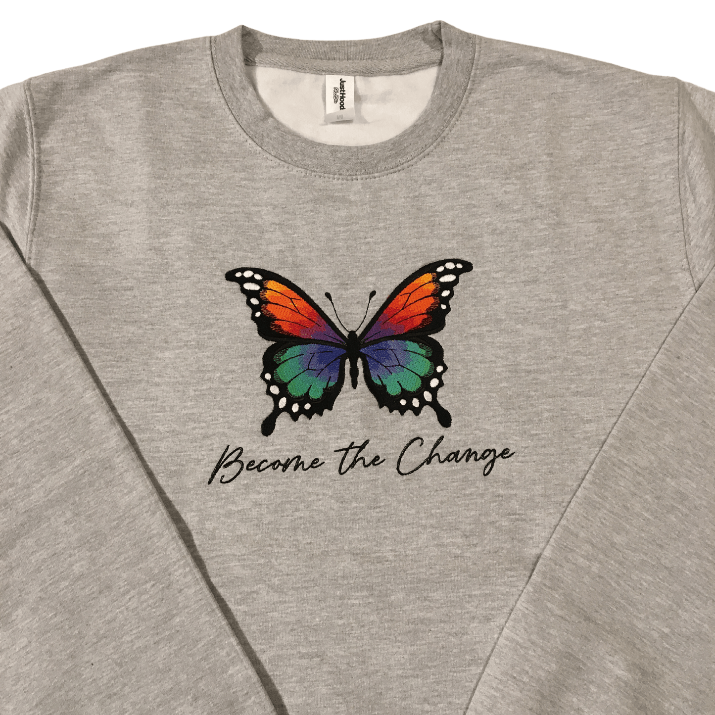 women become the change grey sweatshirt front middle