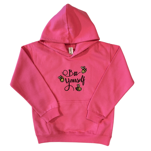 kids bee yourself candyfloss pink hoodie front ful