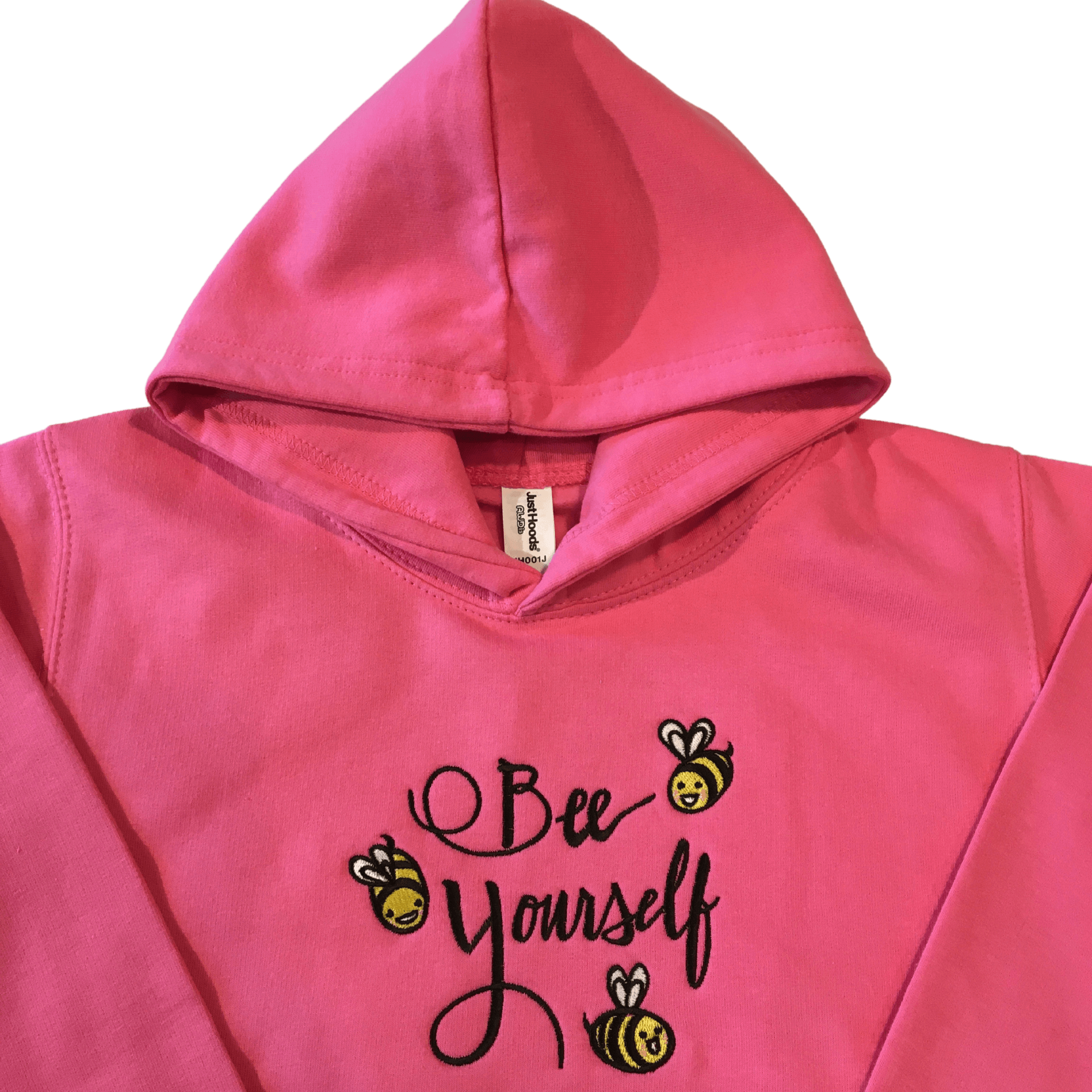 kids bee yourself candyfloss pink hoodie front middle