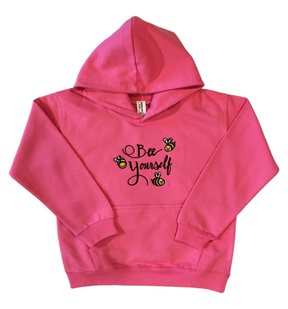 kids bee yourself candyfloss pink hoodie front full