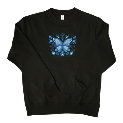 women blue morpho black sweatshirt front ful