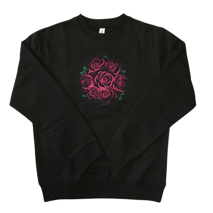 women bouquet of roses black sweatshirt front ful