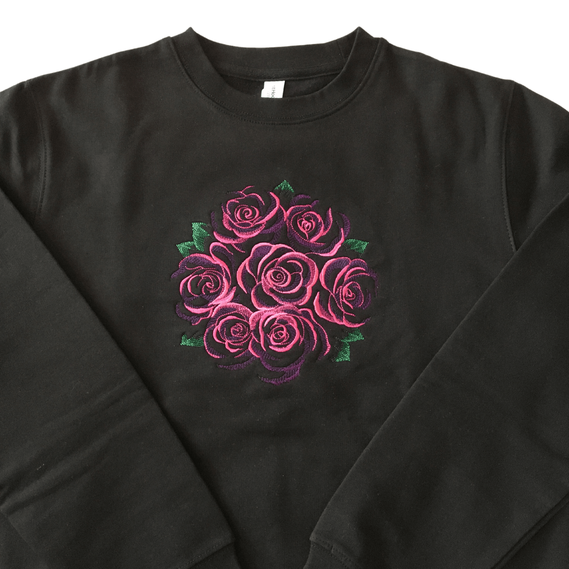 women bouquet of roses black sweatshirt front middle