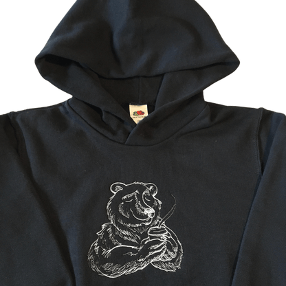 kids coffee bear black hoodie front middle