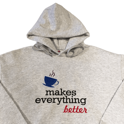 men coffee makes everything better grey hoodie front middle