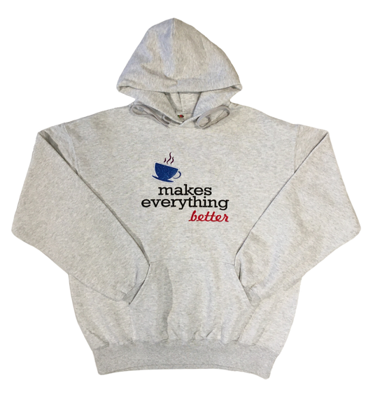 men coffee makes everything better grey hoodie front full