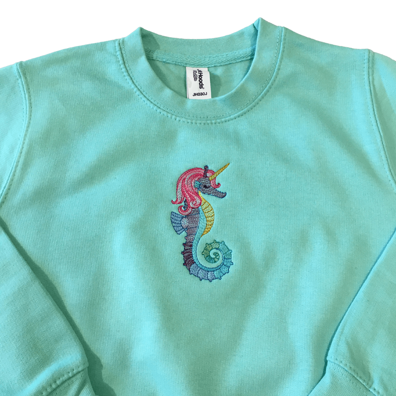 kids colorful seahorse unicorn peppermint sweatshirt front middle