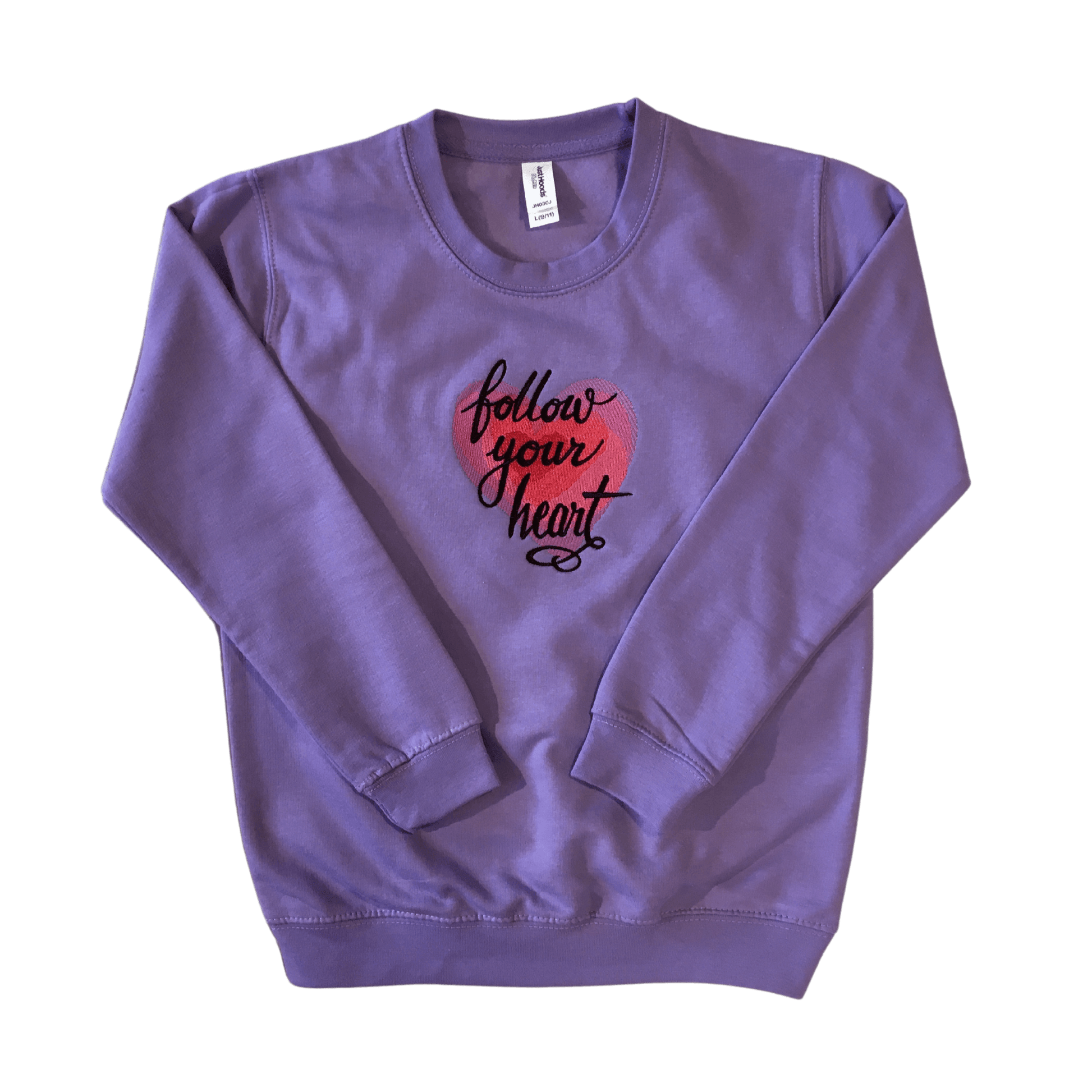 kids follow your heart lavender sweatshirt front ful