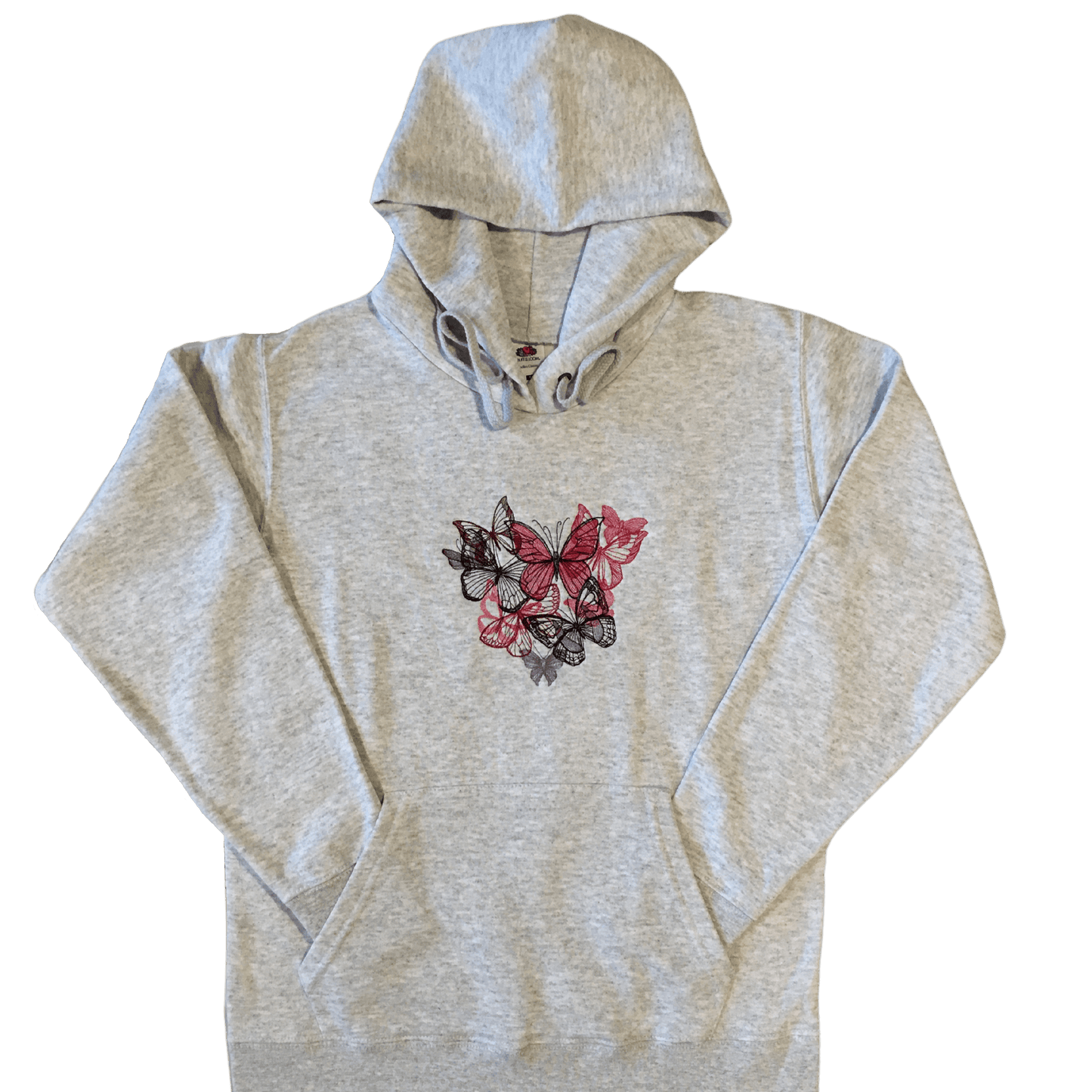 women heart of butterflies grey hoodie front ful