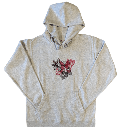 women heart of butterflies grey hoodie front ful