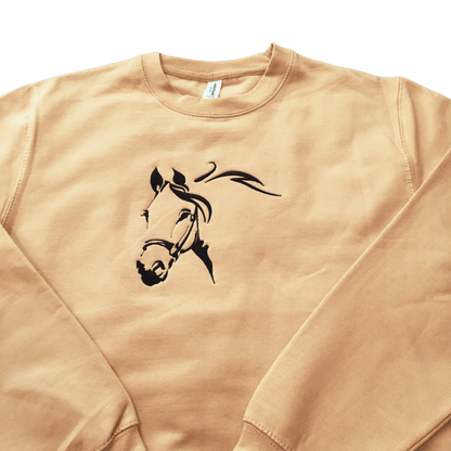 women horse head beige sweatshirt front middle