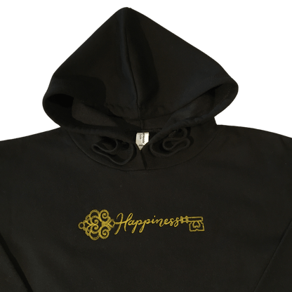 women key of happiness black cropped hooded sweatshirt front middle