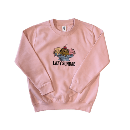 kids lazy sundae baby pink sweatshirt front ful