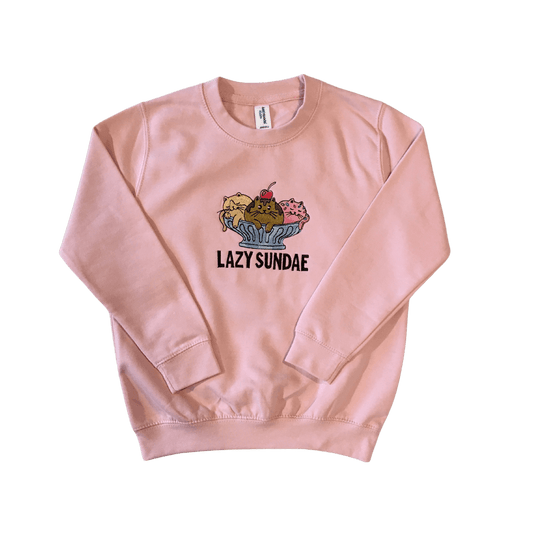 kids lazy sundae baby pink sweatshirt front ful