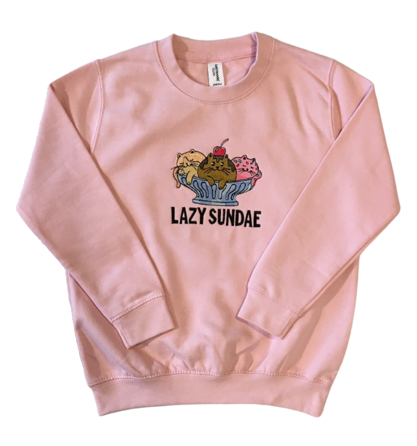 kids lazy sundae baby pink sweatshirt front full