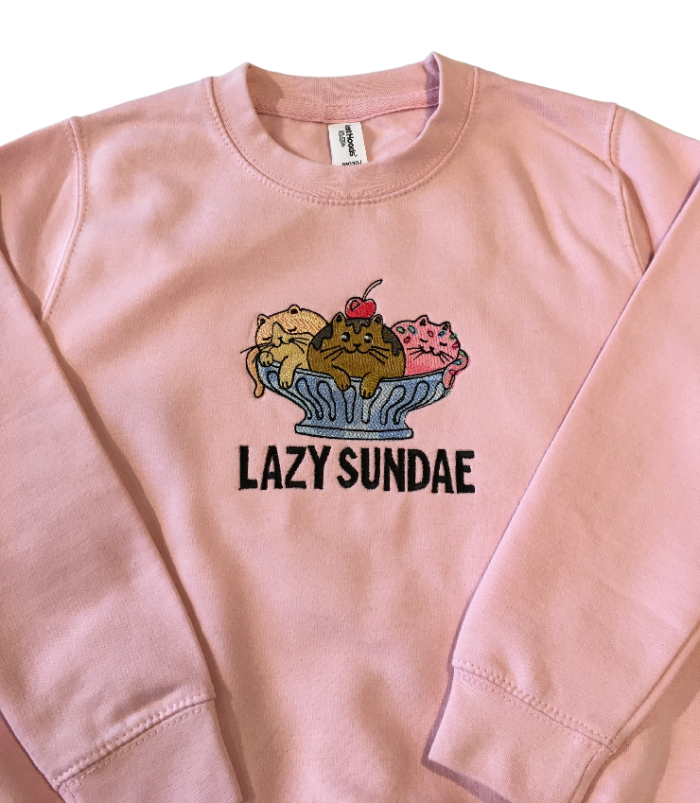 kids lazy sundae baby pink sweatshirt front middle