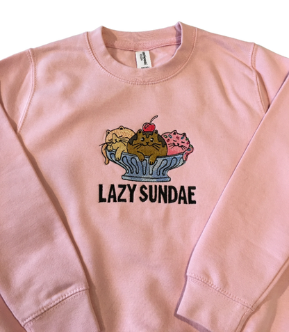 kids lazy sundae baby pink sweatshirt front middle