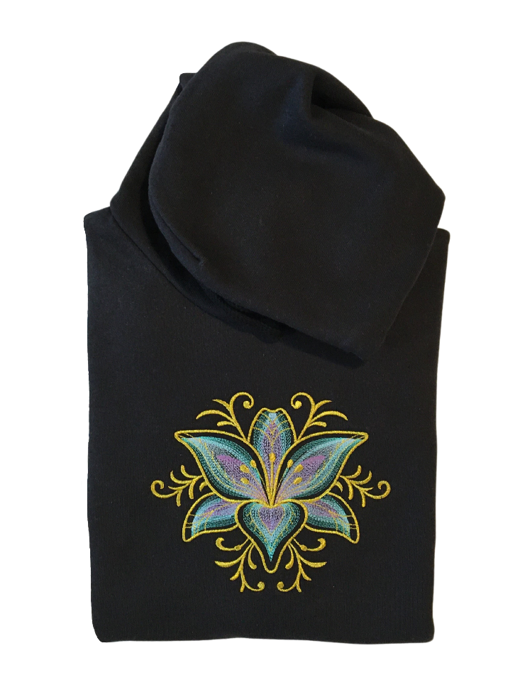 women lily black hoodie front closeup