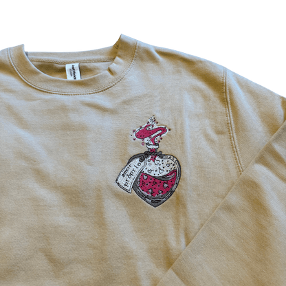 women love potion beige sweatshirt front middle