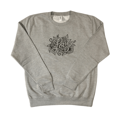 women love without limits grey sweatshirt front ful