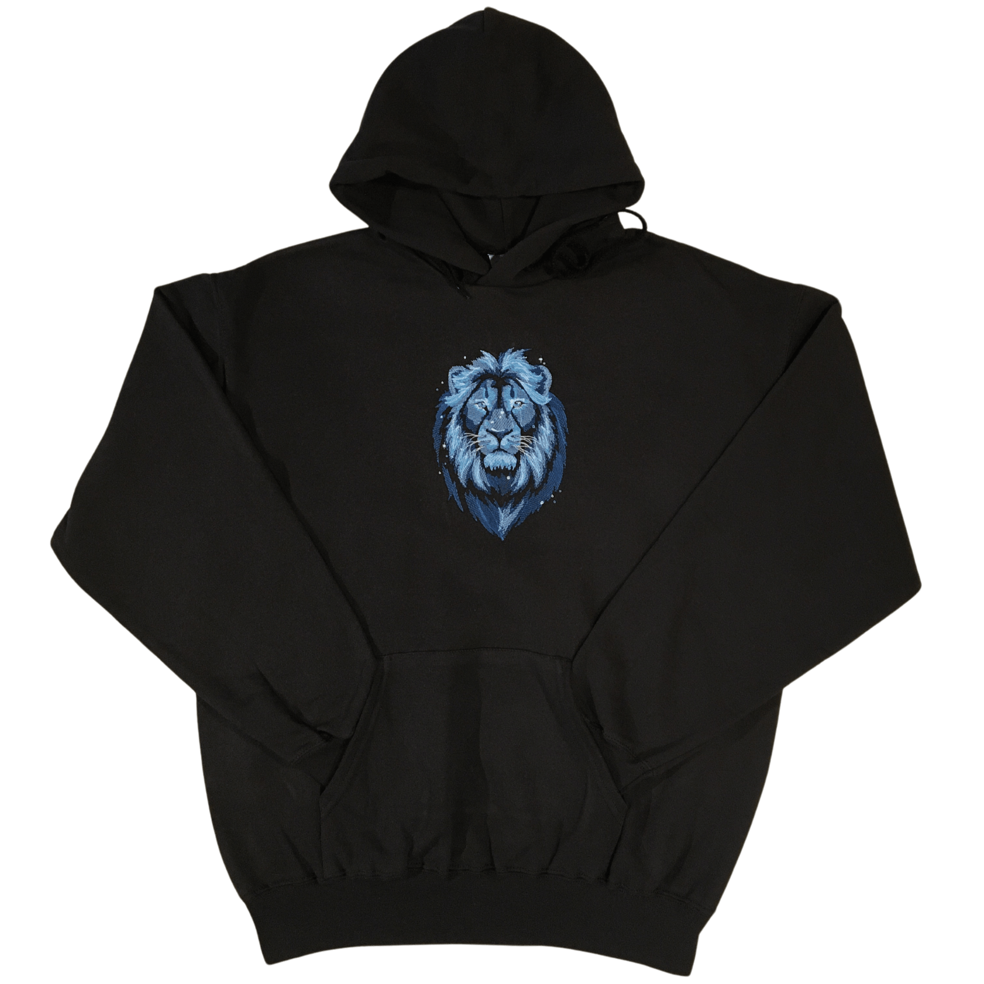 men majestic lion black hoodie front ful