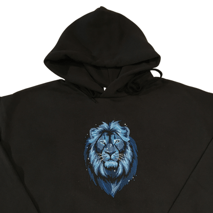 men majestic lion black hoodie front middle