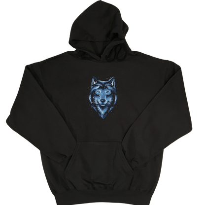 men majestic wolf black hoodie front ful