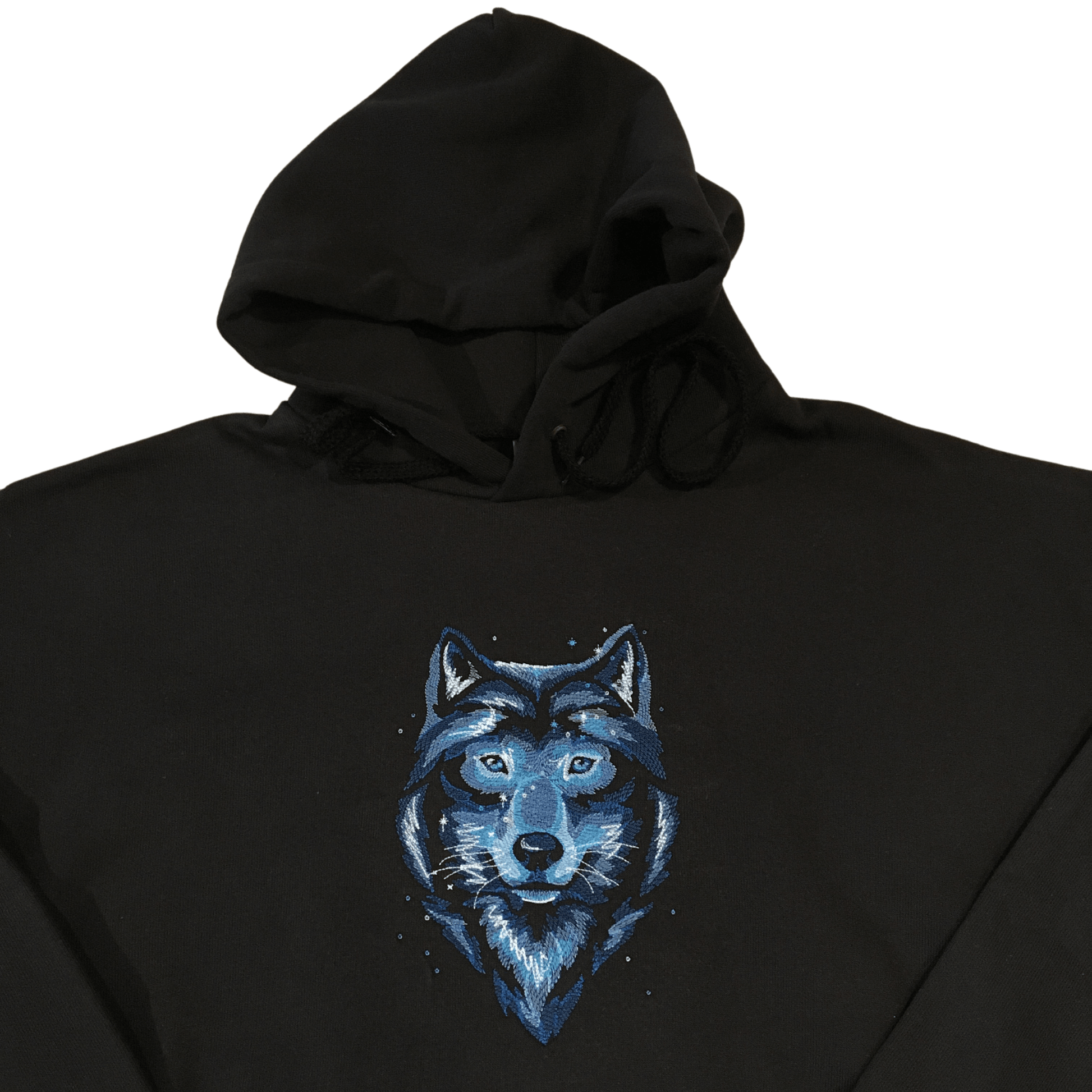 men majestic wolf black hoodie front middle