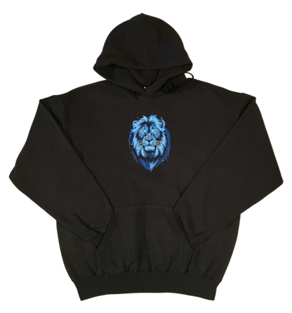 men majestic lion black hoodie front full