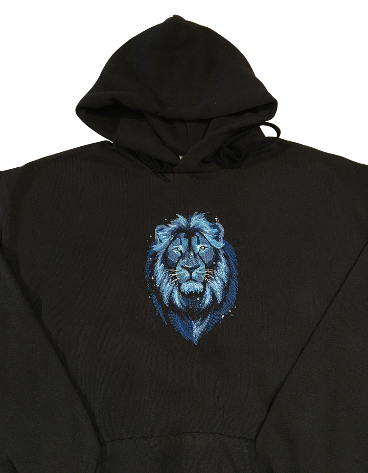 men majestic lion black hoodie front middle