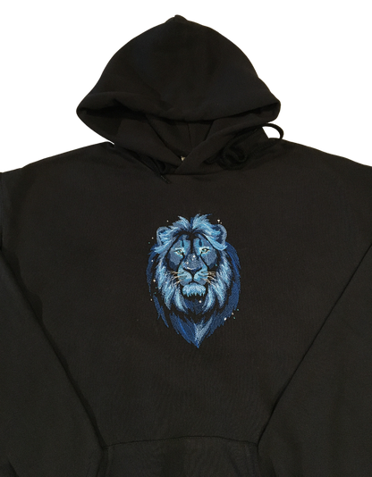 men majestic lion black hoodie front middle