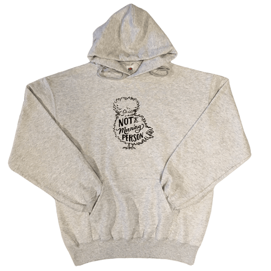 men not a morning person grey hoodie front ful