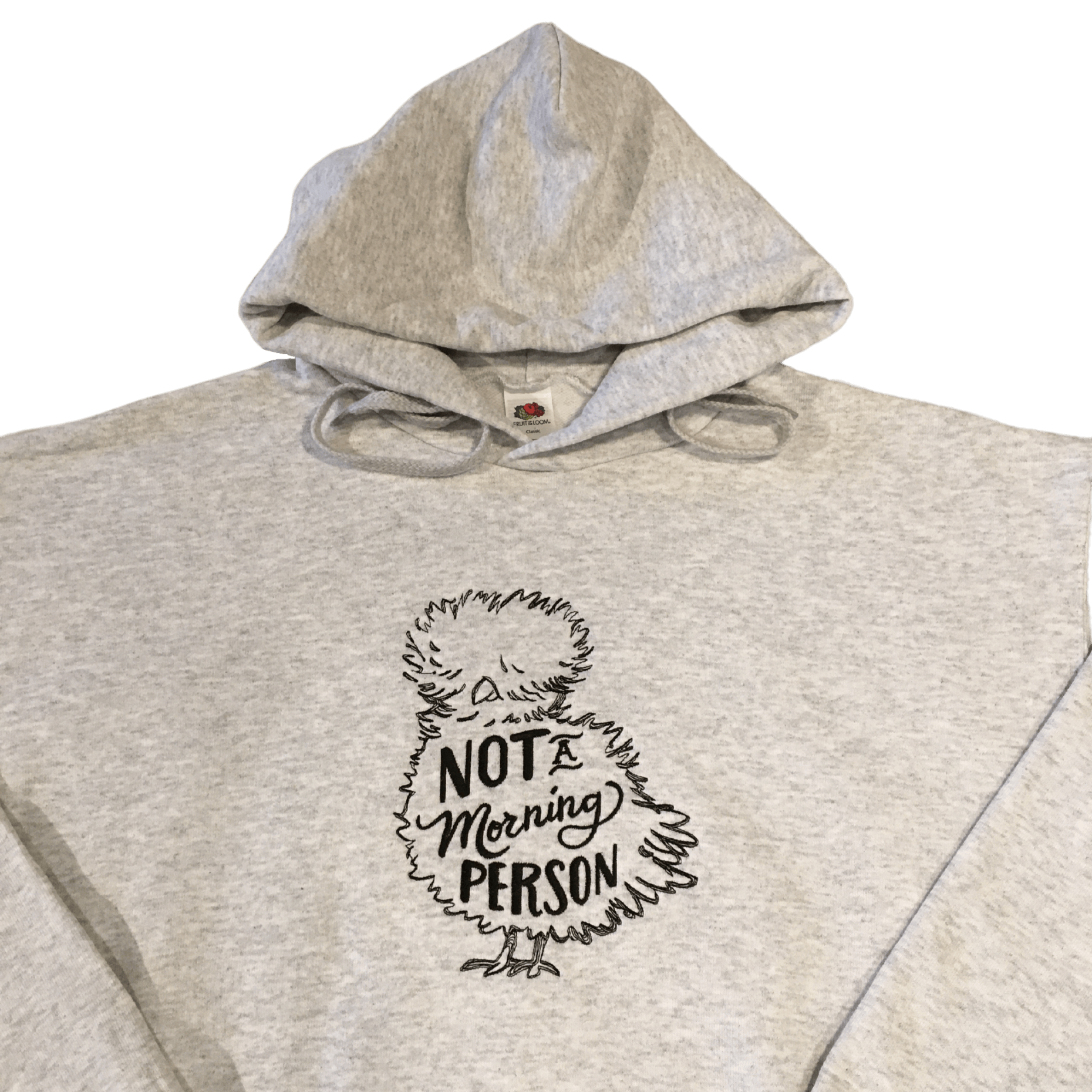 men not a morning person grey hoodie front middle