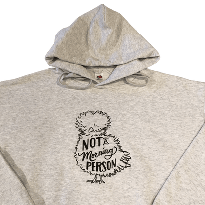 men not a morning person grey hoodie front middle